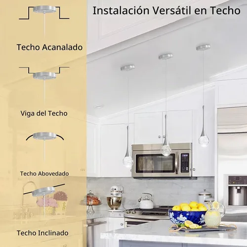 Vista 5 de Lámparas colgantes modernas para isla de cocina, LED, regulable, cristal glamuroso, iluminación colgante de techo para comedor, pasillo, dormitorio
