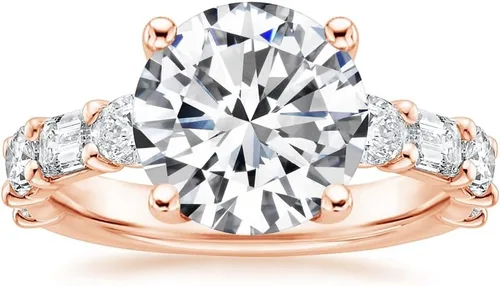 Vista 4 de IGI - Anillo de compromiso de diamantes creados en laboratorio de 4.0 quilates con diamantes de laboratorio redondos blancos de excelente corte
