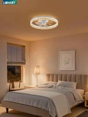 Vista 8 de LEDIARY Ventiladores de techo modernos de 20 pulgadas con luces y control remoto, ventilador de techo regulable de perfil bajo, ventilador de techo