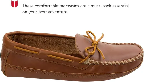 Vista 2 de Minnetonka Mocasines de piel vacuna de doble parte inferior para hombre, Castaño Lariat