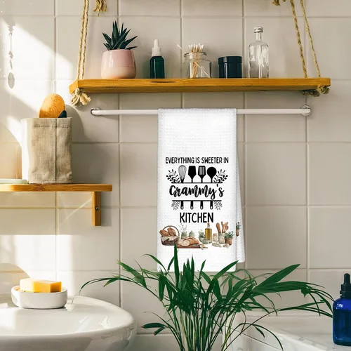 Vista 5 de Toallas de cocina con regalos de Grammy de nietos, regalos para abuela, abuela, toalla de mano decorativa, toalla de cocina, toalla de té