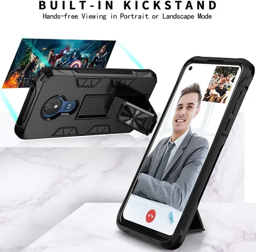 Vista 2 de Funda para Moto G7 Power de grado militar, funda con soporte para funda de soporte, funda resistente a prueba de golpes, funda protectora