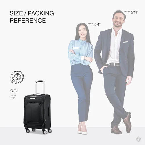Vista 2 de Samsonite Solyte DLX Softside - Equipaje extensible con ruedas giratorias, Negro (Midnight black)), 123567-1548