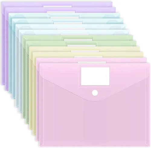 Vista 8 de EOOUT 7 sobres de plástico, carpetas de archivos de plástico para documentos, carpetas de archivos con cierre de con bolsillo para etiquetas