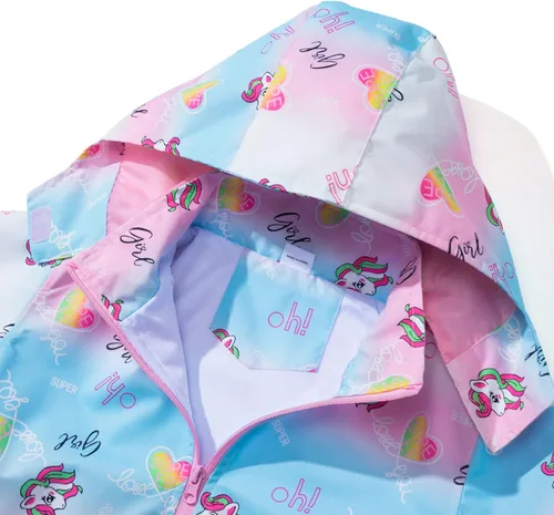 Vista 3 de FAFSGOD Chaqueta de lluvia para niñas, con cremallera, ligera, casual, con forro polar, rompevientos impermeable