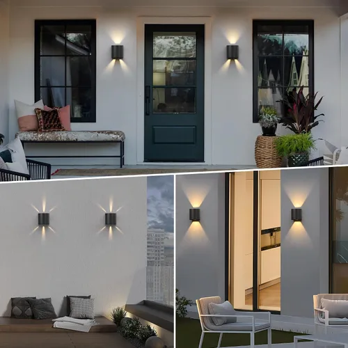 Vista 7 de LUTEC Paquete de 2 lámparas de pared LED ascendentes y descendentes ajustables, lámpara de pared moderna de aluminio resistente a la oxidación