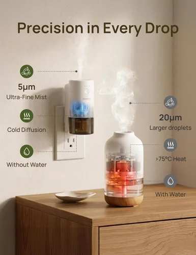 Vista 4 de Difusor de aceite esencial para el hogar, difusor inteligente de aromaterapia sin agua SF101S Pro, aroma de habitación con temporizador y aroma