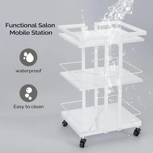 Vista 6 de Carrito de salón con ruedas con tres bandejas, carrito de almacenamiento esteticista para masaje faciales, tatuaje, balneario de belleza