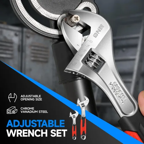 Vista 5 de DNA Motoring TOOLS-00048 - Llave inglesa ajustable, 1 par, 6 y 10 pulgadas, herramienta de reparación automotriz de acero vanadio con mordazas
