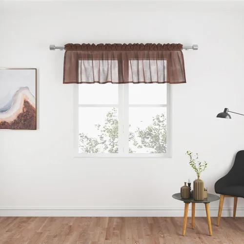 Vista 85 de UPOPO Paneles de Cortina Beige Pequeños Cortinas Transparentes de Gasa de 16 Pulgadas de Largo Cortinas de Cocina de Voile con Textura de Lino