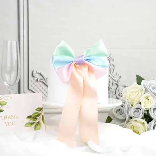 Vista 5 de Pastel Rainbow Satin Ribbon, 1.5 Inch x 30 Yards, 6 Rolls Assorted Pastel 1.5
