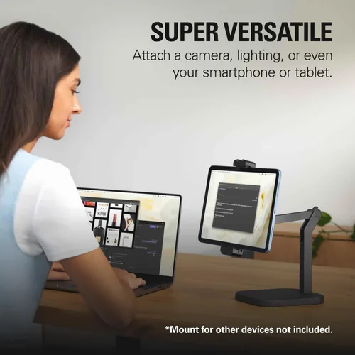 Vista 5 de Elgato Wave Desk Stand - Brazo de montaje ajustable para micrófonos, Works, HyperX, Rode, Fifine, Shure y más micrófonos, Compatible con rosca