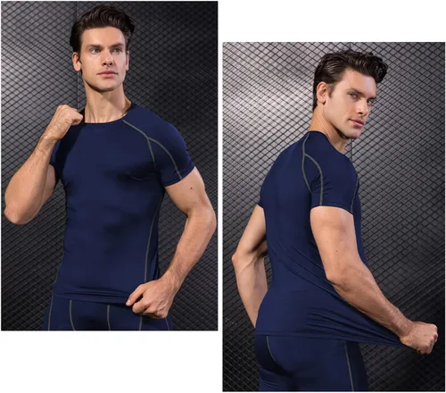 Vista 7 de WRAGCFM Men's Compression Shirts Short Sleeve Athletic Workout Undershirts Quick Dry Base Layer Sports T-Shirts Running Tops