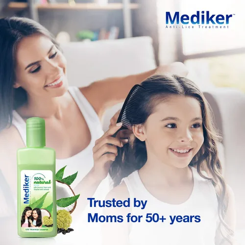 Vista 7 de Mediker Champú de tratamiento antipiojos con neem y coco para piojos y huevos Alivia la picazón de picaduras de piojos y previene la reinfestación