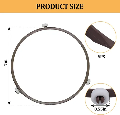 Vista 2 de Anillo de reemplazo para plato giratorio de microondas de 7 pulgadas, piezas de repuesto para girar microondas con 3 rodillos suaves, ajuste