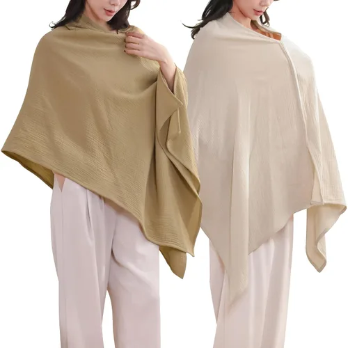 Vista 6 de TADO MUSLIN Paquete de 2 fundas de muselina para lactancia materna, 100% algodón orgánico, para mamá, delantal de lactancia de privacidad, suave