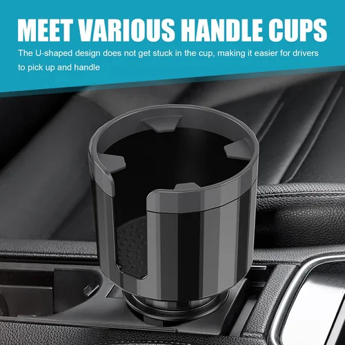 Vista 6 de Extensor de portavasos de automóvil, extensor de soporte para bebidas con base extensible, adaptador multifunción giratorio de 360 grados
