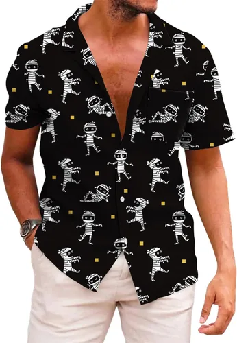 Vista 154 de KYKU - Camisa hawaiana funky para hombre, ropa tropical para vacaciones en Palm Beach