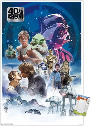 Vista 10 de Trends International Star Wars: The Empire Strikes Back 40th - Póster de pared clásico, 14.725 x 22.375 pulgadas, versión enmarcada de madera