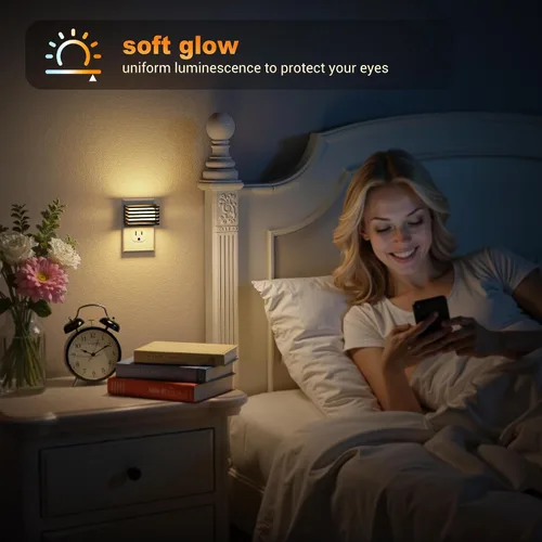 Vista 5 de JandCase - Luz nocturna LED, [2 unidades] Luces nocturnas enchufables a la pared del atardecer al amanecer 3 colores 3000K/5000K/ámbar, sensor