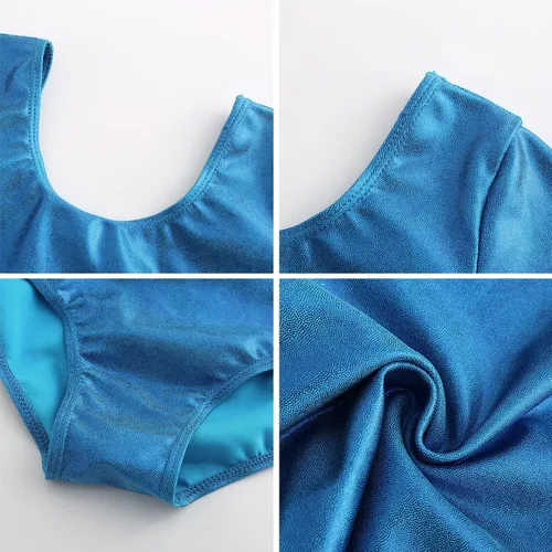 Vista 32 de AFAVOM Leotardos de gimnasia para niñas, leotardos de manga larga para niñas, brillantes y brillantes, para gimnasia, traje de ballet y danza