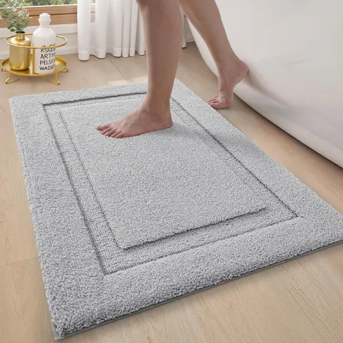 Vista 22 de LUMI Alfombras de baño ultrasuaves antideslizantes con parte trasera de goma, absorbente y lavable, de secado rápido, alfombra de felpa de Beige