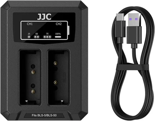 Vista 15 de JJC BLX-1 Cargador de batería USB de doble ranura para cámaras Olympus OM-1 Mark II OM1 OM-3 OM3, cable de carga USB a USBC, con protección contra