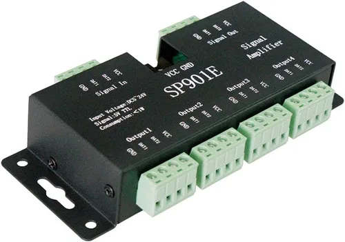 Vista 3 de SP901E SPI amplificador de señal repetidor sueño color programable LED matriz panel TTL amplificador para WS2811 WS2812B SM16703 UCS1903