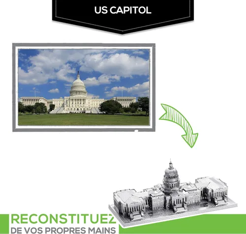 Vista 2 de Metal Earth Serie Premium US Capitol 3D Kit de modelo de metal Fascinaciones