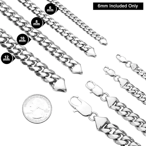 Vista 7 de BLICHAIN - Collar o pulsera de eslabones cubanos con cierre de langosta para hombres y niños de 1564 516 2564 1532 3564 y 4564 pulgadas cadenas