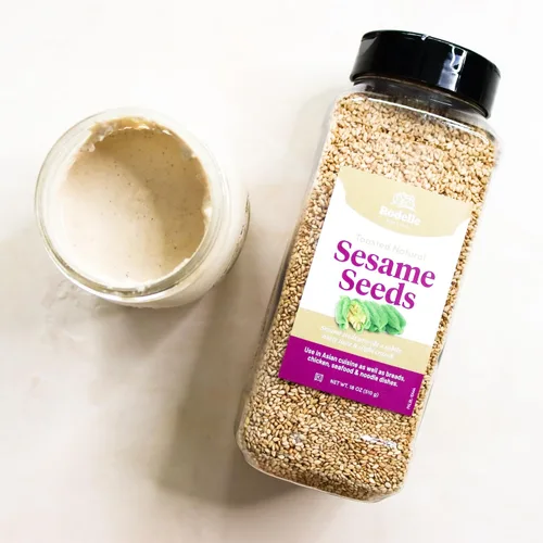 Vista 3 de Rodelle - Semillas de sésamo natural tostadas, sin sabores artificiales, Kosher, 18 onzas Semillas de sésamo tostadas con nuez para ensaladas