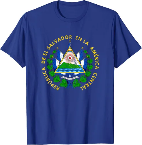 Vista 25 de Escudo de armas de El Salvador Salvadoran Distressed Design T-Shirt