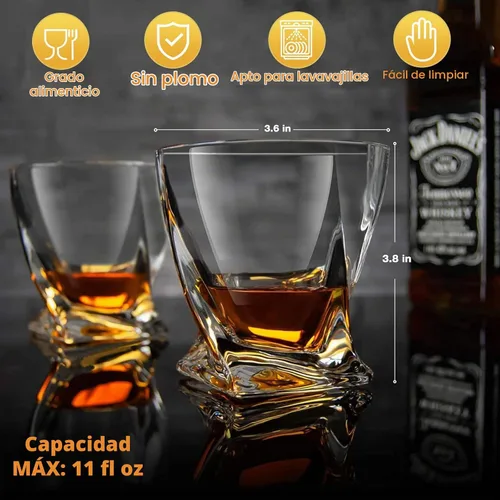 Vista 4 de Mfacoy Juego de 4 vasos de whisky al estilo antiguo