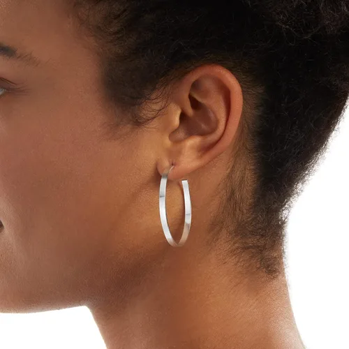 Vista 2 de Tienda Essentials 14K Gold Plated Square Edge Hoop
