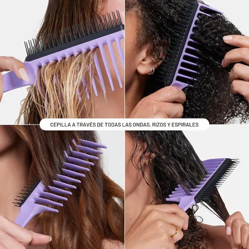 Vista 3 de Tangle Teezer Peine de dientes anchos para cabello rizado, peine desenredante de doble cara para todo tipo de cabello, desenredante húmedo y seco