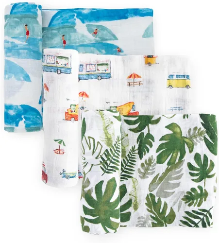 Vista 15 de Little Unicorn Manta de muselina para recién nacidos y bebés, tela suave y transpirable, juego de 3 mantas de bebé para envolver, lactancia, regalos