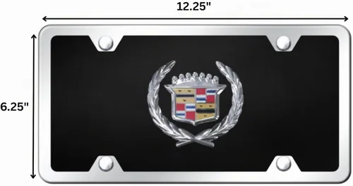 Vista 6 de Acrílico negro con logotipo Cadillac Classic, para placa de vehículo con bordes cromados