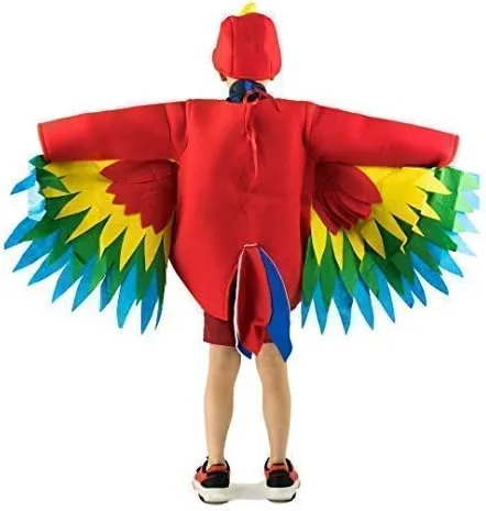 Vista 6 de Bodysocks Fancy Dress Loro tropical de la selva, disfraz multicolor de pájaro para niños (edad 6 +)