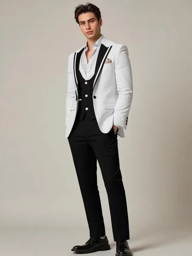 Vista 2 de Esmoquin negro para hombre, traje de boda de 3 piezas para hombre, ajuste delgado, esmoquin, trajes de baile de graduación, trajes de fiesta