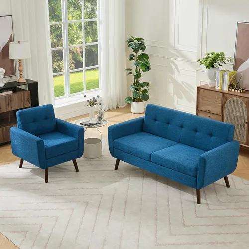 Vista 30 de Tbfit Sofá en Forma de L, Sofás Seccionales Modernos de Mediados de Siglo de 80" de Ancho, Sofás de 3 Plazas con Chaise Lounge Amplio, Sofá Beige
