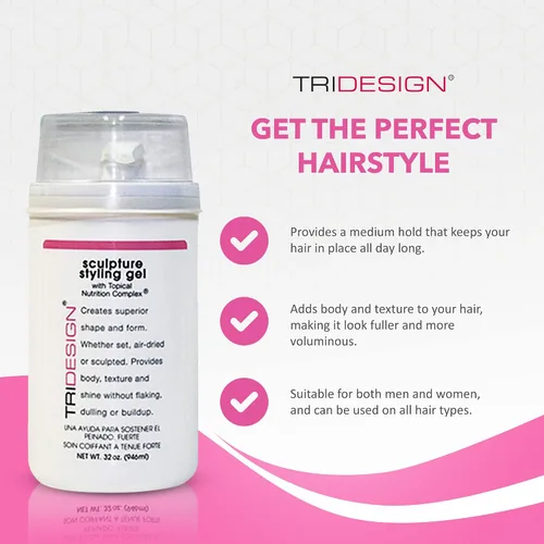 Vista 2 de TRI Sculpture - Gel para peinar el cabello para sujeción media con brillo, gel para el cabello para hombres y mujeres, añade cuerpo, textura