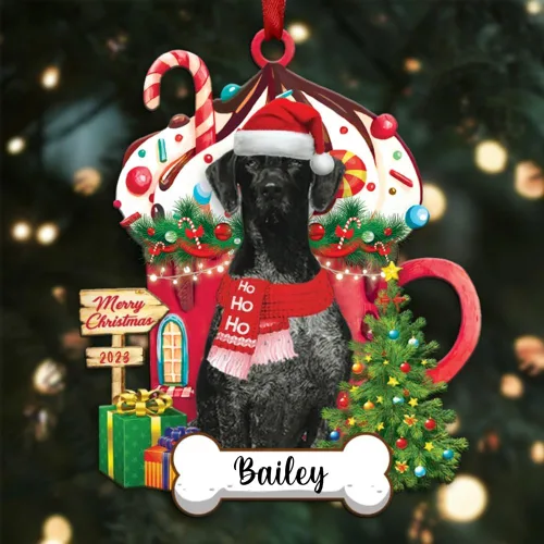 Vista 67 de Akita1 - Adorno personalizado para perro, adorno de perro con nombre personalizado, plano impreso en 2D, acrílico colgante, Papá Noel y perro