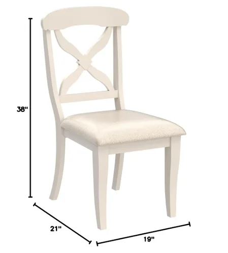 Vista 3 de Sunset Trading Andrews Silla de comedor, acabado blanco antiguo