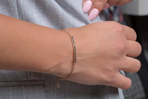Vista 7 de Elegante joyero Pulsera de barra de declaración para mujer con diamantes en oro macizo 9k, 14k y 18k, pulsera de barra de diamantes