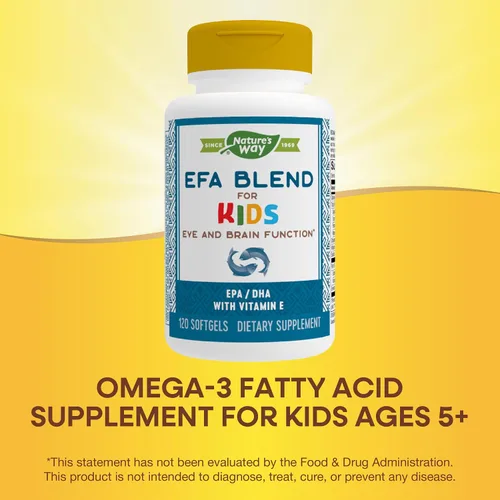 Vista 2 de Nature's Way EFA Blend para niños con vitamina E, apoya la función ocular y cerebral*, 120 cápsulas blandas