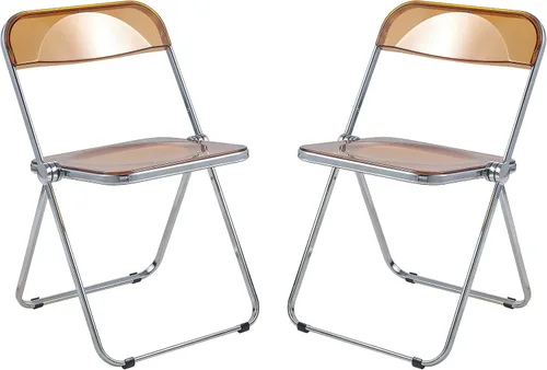 Vista 27 de LeisureMod Lawrence - Silla plegable de acrílico transparente moderna con marco de metal, asiento transparente que ahorra espacio para comedor