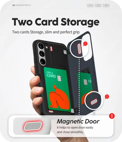 Vista 109 de GOOSPERY Parachoques magnético para puerta compatible con Galaxy S9 Plus, tarjetero tipo billetera con cierre automático por iman, funda protectora