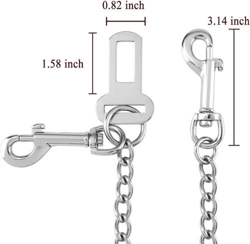 Vista 4 de Cable de retención de seguridad para vehículos de mascotas de acero inoxidable sin masticar Correa de correa de coche de perro grande resistente