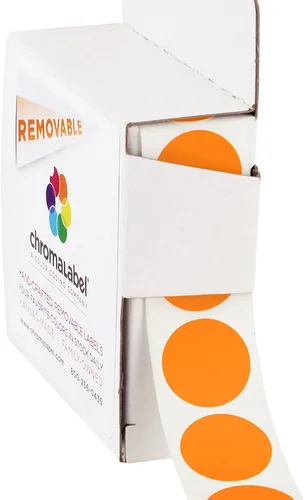 Vista 18 de ChromaLabel Puntos adhesivos extraíbles, 3/4 pulgadas amarillo, 1000/caja