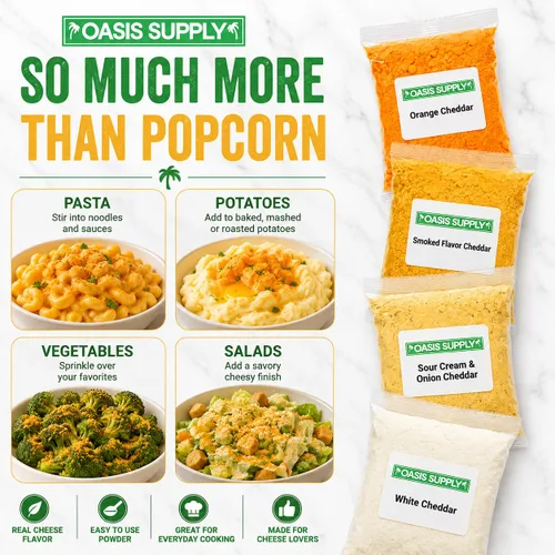Vista 5 de Oasis Supply, Polvo de queso cheddar, muestreador de 4 onzas de cada cuatro sabores - 16 onzas en total